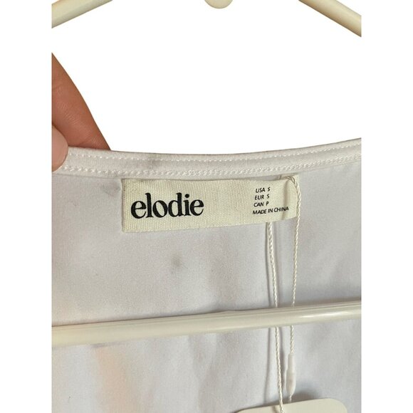 Elodie White Sleeveless Square-Neck Bodysuit Polyester/Spandex Blend USA Size S - Picture 3 of 3
